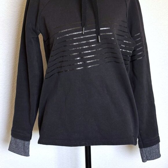Black Under Armour "Loose" Hooded Sweatshirt Women's XS EUC Gray Sleeve Cuffs - Picture 2 of 8